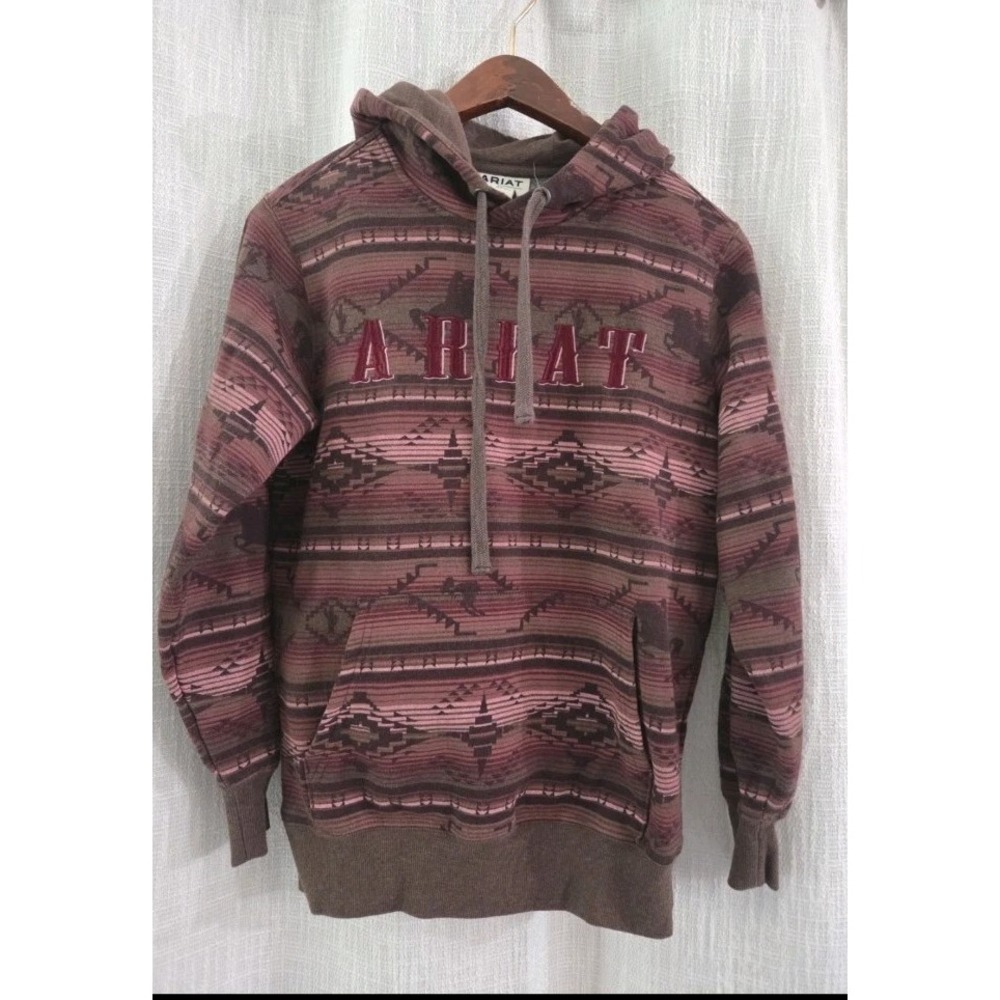 Ariat Southwestern Hoodie Horses Women's Size XS Country Burgundy
